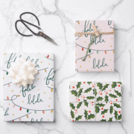 Feuille De Papier Cadeau Fête de Noël Falalala Script