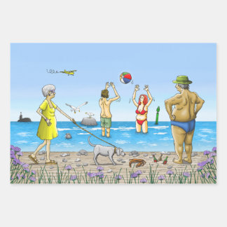 Feuille De Papier Cadeau Fête de plage estivale
