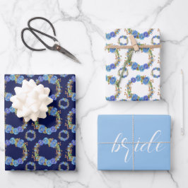 Feuille De Papier Cadeau Fête des mariées de couronne de Cornflower bleue