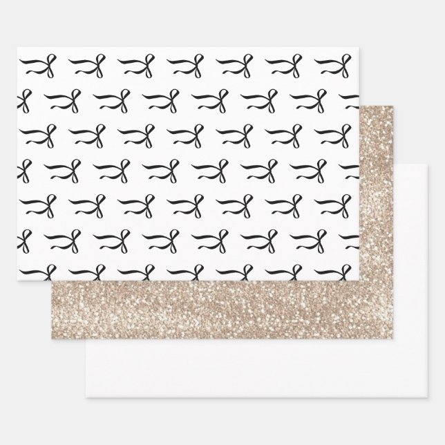 Feuille De Papier Cadeau Fête des mariées Pearl & Prosecco Black Bow (Lot)