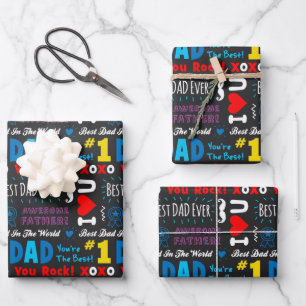 Feuille De Papier Cadeau Fête des pères Meilleur papa dit