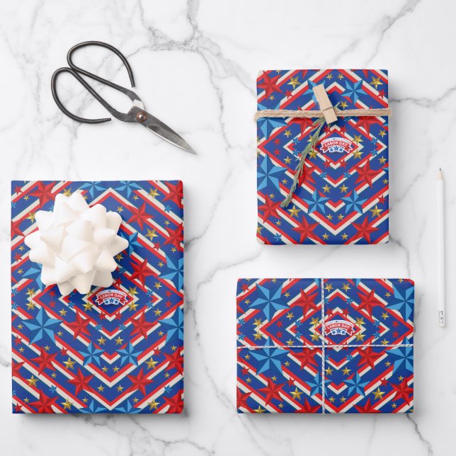 Feuille De Papier Cadeau Fête du Travail Patriotique (Recto)