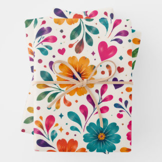 Feuille De Papier Cadeau Fête Florale Espagnole Anniversaire
