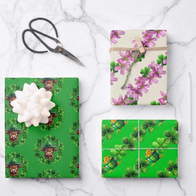 Feuille De Papier Cadeau Fête irlandaise de Saint-Patricks (Recto)