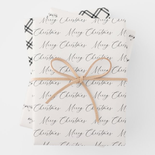 Feuille De Papier Cadeau Fête Moderne Noir et Beige  (En situation)