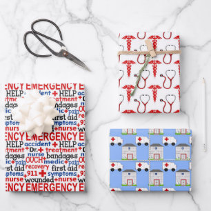 Feuille De Papier Cadeau Fête motif en carrelage de la petite infirmière
