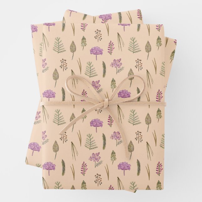 Feuille De Papier Cadeau Fête Thématique violet violet anglais mignon (En situation)