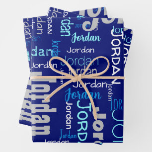 Feuille De Papier Cadeau Fêtes de Noël bleu et argent