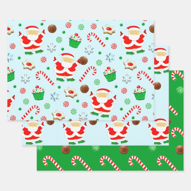 Feuille De Papier Cadeau Fêtes de Noël de basket-ball (Lot)