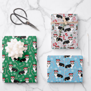 Feuille De Papier Cadeau Fêtes de Noël de Tri Corgi