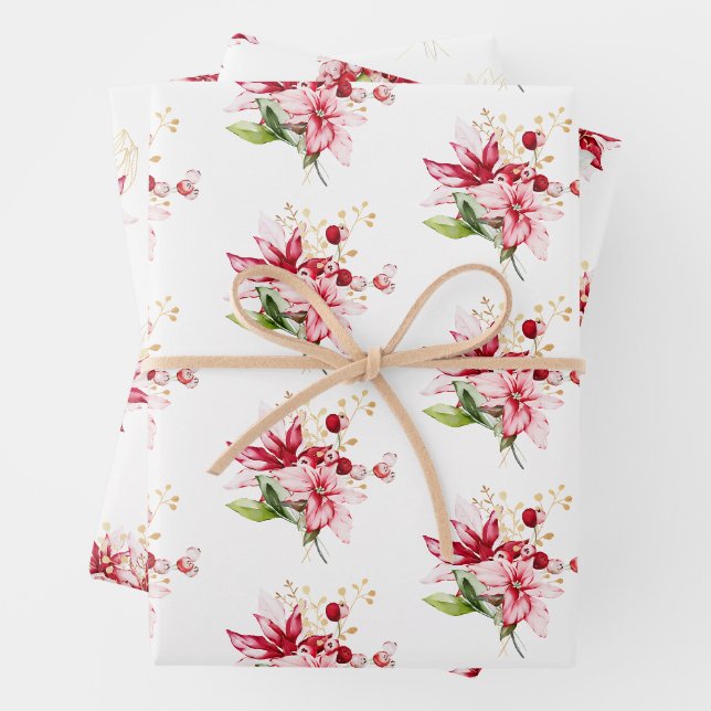 Feuille De Papier Cadeau Fêtes d'hiver Poissons roux (En situation)