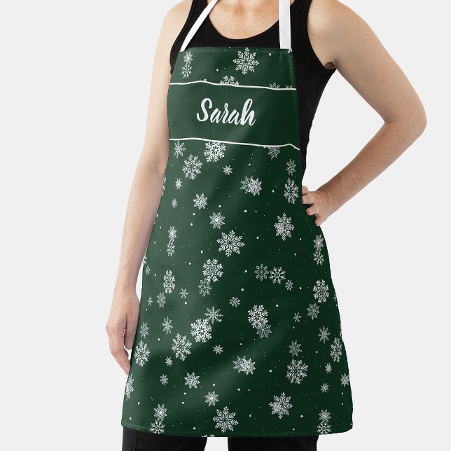 Feuille De Papier Cadeau Fêtes vertes de neige (Snowflakes Green Holiday Wrapping Paper Sheets
)