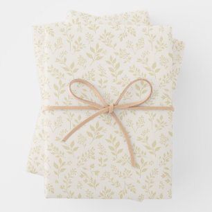 Feuille De Papier Cadeau Feuillage d'automne Blé Doré - Neutre
