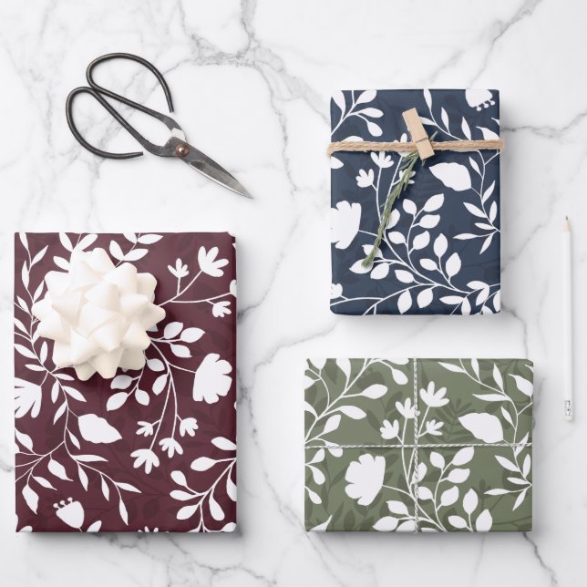 Feuille De Papier Cadeau Feuillage enchanté Joli Motif de jardin fleuri (Recto)