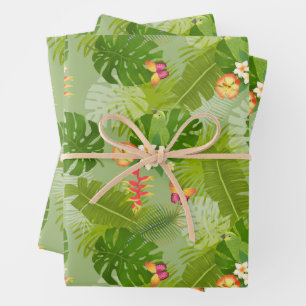 Feuille De Papier Cadeau Feuillage tropical vert été