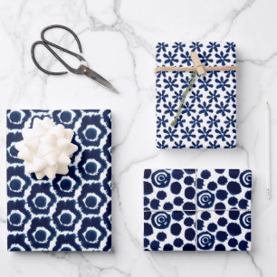 Feuille De Papier Cadeau Feuillets de Motif d'enveloppement modernes Indigo