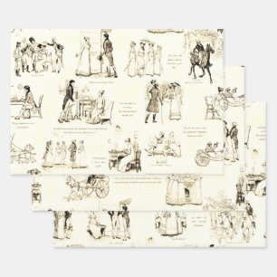 Feuille De Papier Cadeau Fierté et préjugé Citations de seigle beige