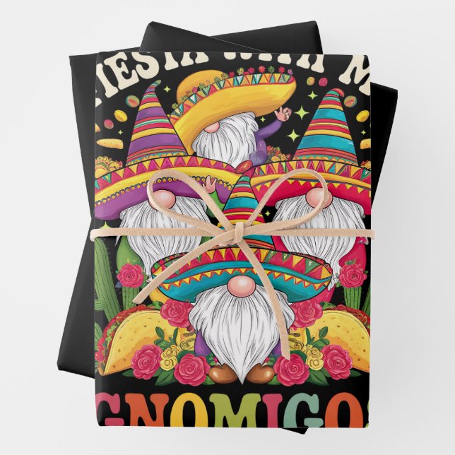 Feuille De Papier Cadeau Fiesta Avec Mes Gnomigos Gnome Cinco De Mayo (En situation)