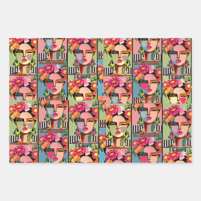 Feuille De Papier Cadeau Fiesta Floral (Devant)
