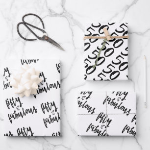 Feuille De Papier Cadeau Fifty & Fabulous - Fun 50e anniversaire
