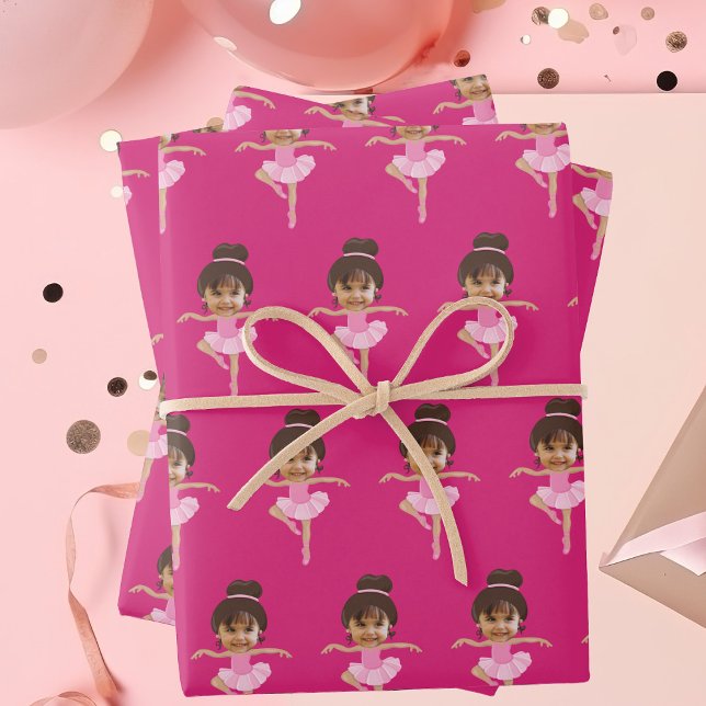 Feuille De Papier Cadeau Fille Ballerine Mignonne Photo Enfant Personnalisé (Créateur téléchargé)