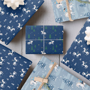 Feuille De Papier Cadeau Fille équitation en hiver