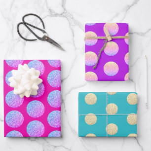 Feuille De Papier Cadeau Fille Glam Hot rose scintillant Pois