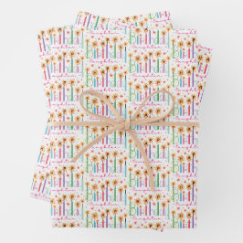 Feuille De Papier Cadeau Fille joyeuse bougies d'anniversaire