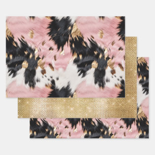 Feuille De Papier Cadeau Fille Rose Black Gold Cowgirl Cowhide