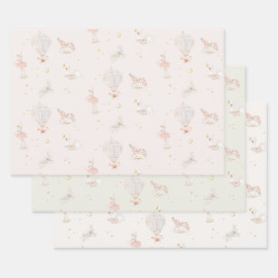 Feuille De Papier Cadeau Fille rose princesse Ballerina fête d'anniversaire