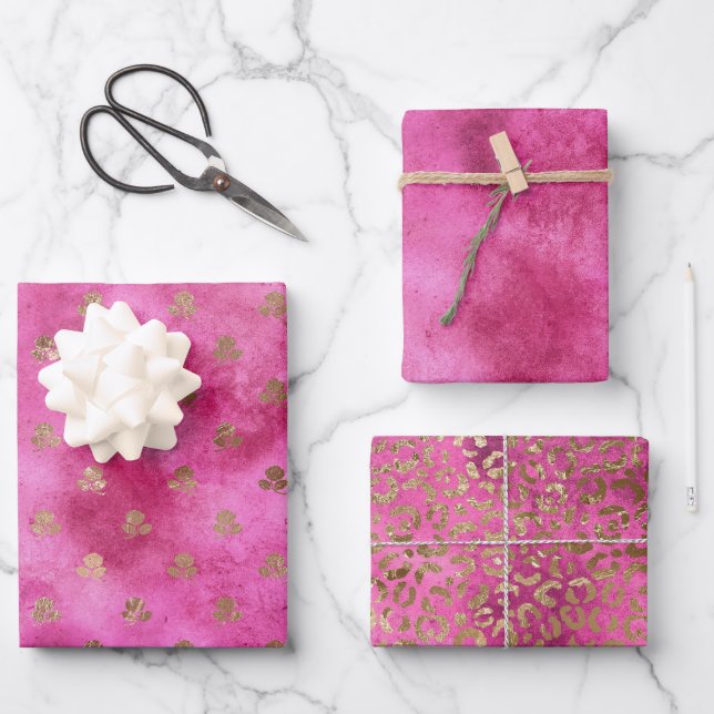 Feuille De Papier Cadeau Fille Roses d'or rose (Recto)