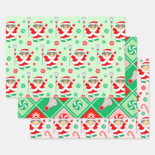 Feuille De Papier Cadeau Filles crosse Noël
