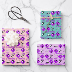 Feuille De Papier Cadeau Filles Gymnastique Athlétisme Thème Cute Fille