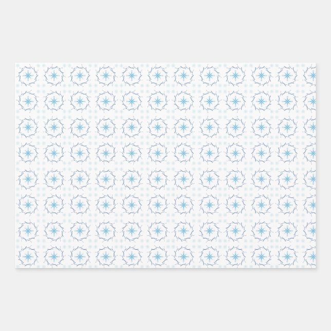 Feuille De Papier Cadeau Flacon de neige bleu d'hiver (Devant)