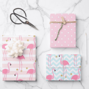 Feuille De Papier Cadeau Flamant rose rose Tropical Spotty Motif