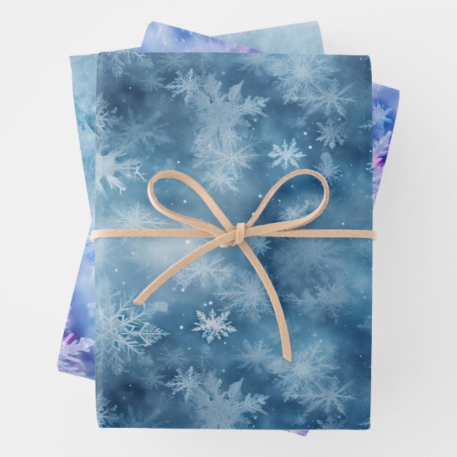 Feuille De Papier Cadeau Flambeaux blancs d'hiver Noël (En situation)
