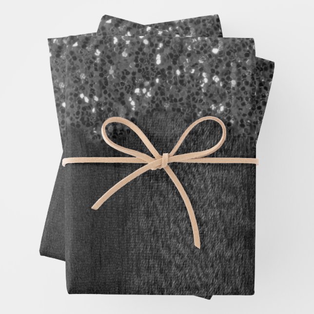 Feuille De Papier Cadeau Flamme blanc noir brille bois rustique (En situation)