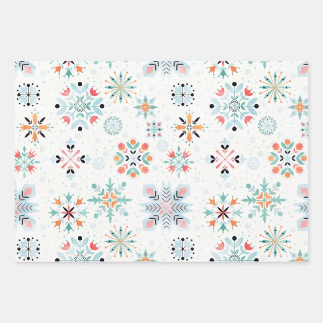 Feuille De Papier Cadeau Flamme de neige florale (Devant)