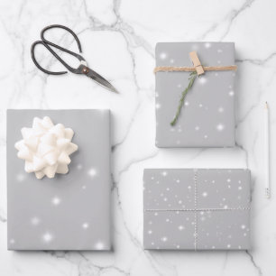 Feuille De Papier Cadeau Flamme gris argenté