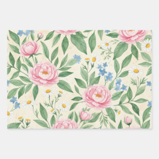Feuille De Papier Cadeau Flat Wrap Classic Spring Floral Wrapping Sheets