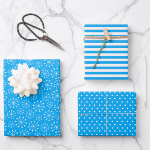 Feuille De Papier Cadeau Flèche de neige bleue