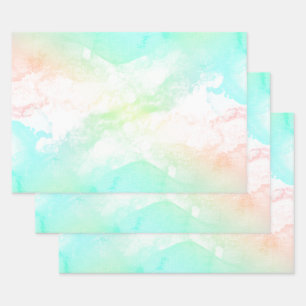 Feuille De Papier Cadeau Flèches Abstraites vert et bleu