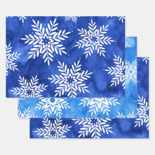Feuille De Papier Cadeau Flèches de neige Abstraites bleues