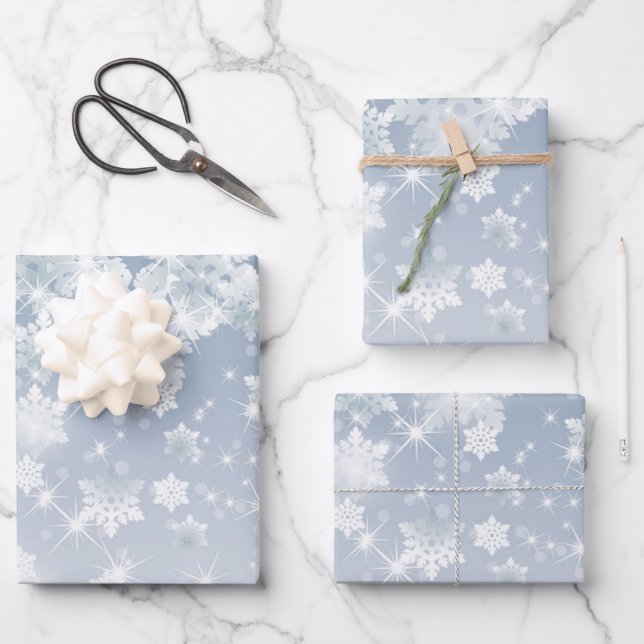 Feuille De Papier Cadeau Flèches de neige brillantes (Recto)
