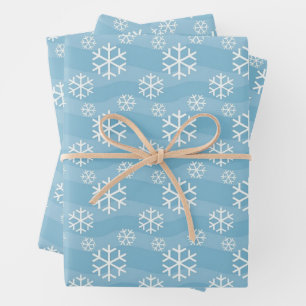 Feuille De Papier Cadeau Flèches de neige de Noël blanc Abstrait bleu
