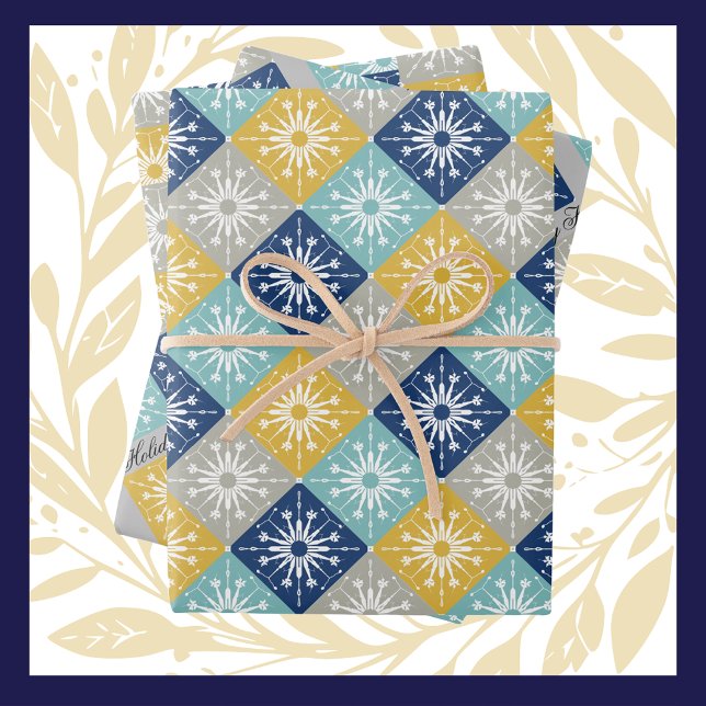 Feuille De Papier Cadeau Flèches de Noël bleues (Créateur téléchargé)