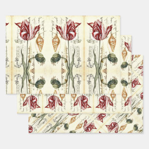 Feuille De Papier Cadeau Fleur botanique vintage Printemps Fête des mères T