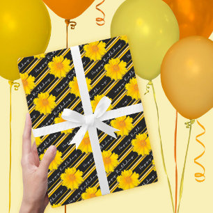 Feuille De Papier Cadeau Fleur de Coréopsis Jaune Fleurs Noires Fiches Anni