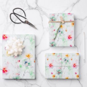 Feuille De Papier Cadeau Fleur de prairie Fleur sauvage de printemps Jardin