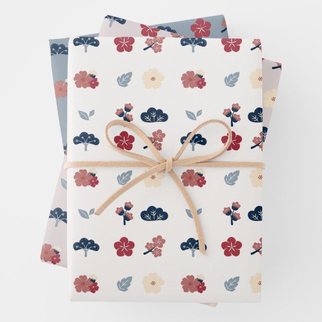 Feuille De Papier Cadeau Fleur de printemps bohème botanique  (En situation)